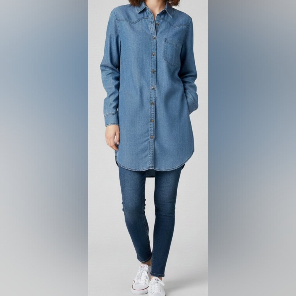 Charlotte Russe Light Blue Casual Button Down Shirt Dress Size Large